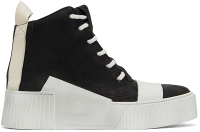 Shop Boris Bidjan Saberi Black & Off-white Suede Bamba 1.1 High Top Sneakers In Black/light Grey