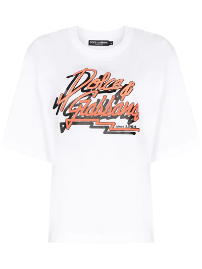 Shop Dolce & Gabbana Logo-print Oversized T-shirt In White