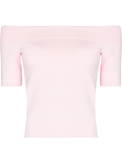 Shop Alexander Mcqueen Off-shoulder T-shirt In Pink