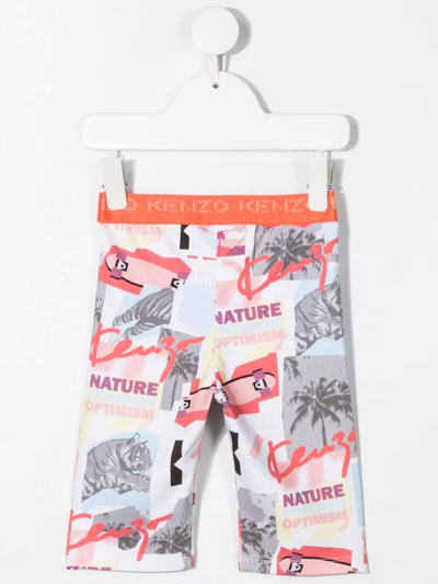Shop Kenzo Graphic-print Shorts In White