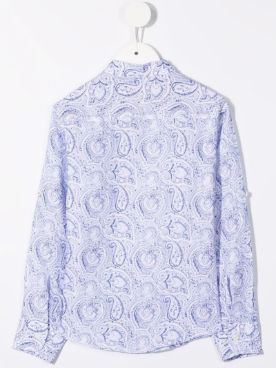 Shop Brunello Cucinelli Paisley-print Button-up Shirt In Blue