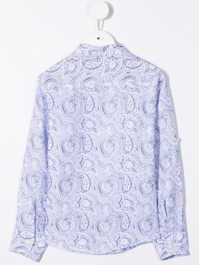 Brunello Cucinelli Paisley-print Button-up Shirt In Blue