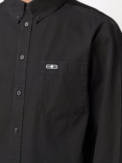Shop Balenciaga Patchwork-detail Polo Shirt In Black