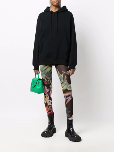 Philipp Plein Floral-print Leggings In Black