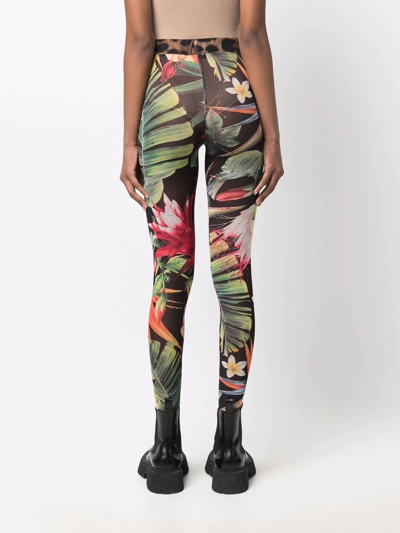 Shop Philipp Plein Floral-print Leggings In Black