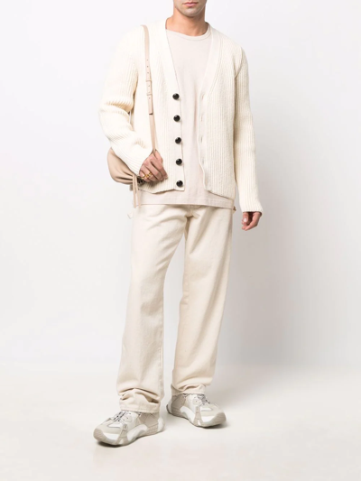 Shop Jil Sander Chunky Ribbed Knit Cardigan In Neutrals