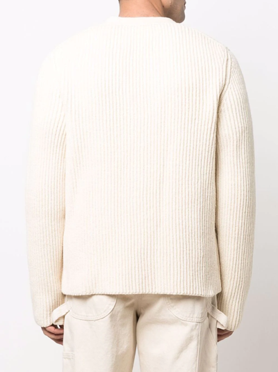 Shop Jil Sander Chunky Ribbed Knit Cardigan In Neutrals