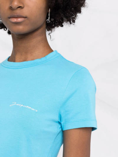 Shop Jacquemus Logo-print Short-sleeved T-shirt In Blue