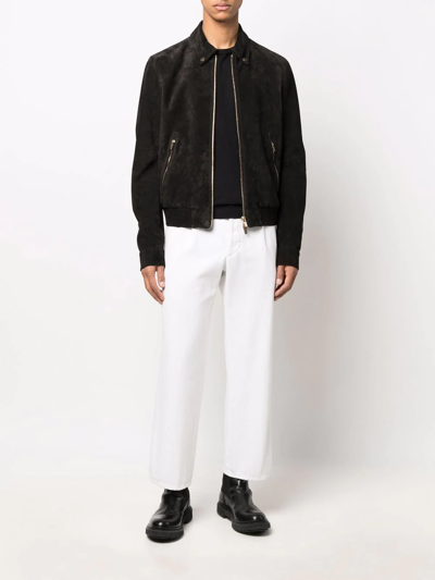 Shop Ajmone Zip-up Leather Jacket In Black
