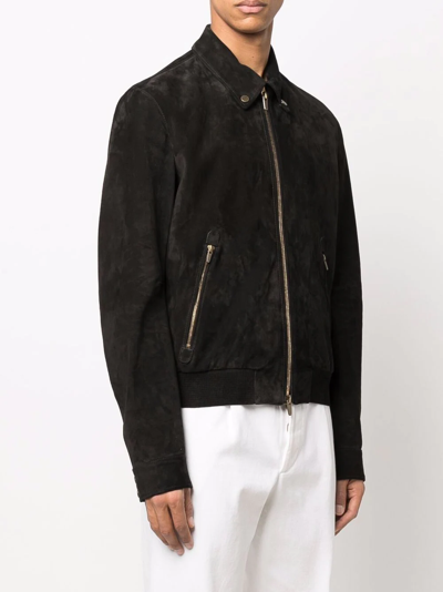 Shop Ajmone Zip-up Leather Jacket In Black