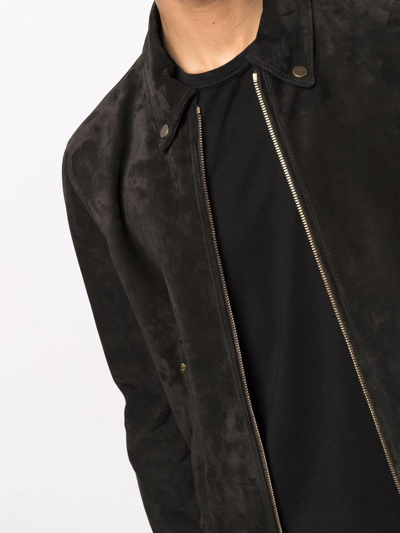 Shop Ajmone Zip-up Leather Jacket In Black