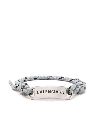 Shop Balenciaga Plate Shoelace Bracelet In Grey