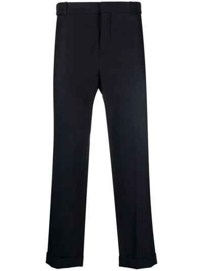 Shop Balmain Tailored-cut Straight-leg Trousers In Blue