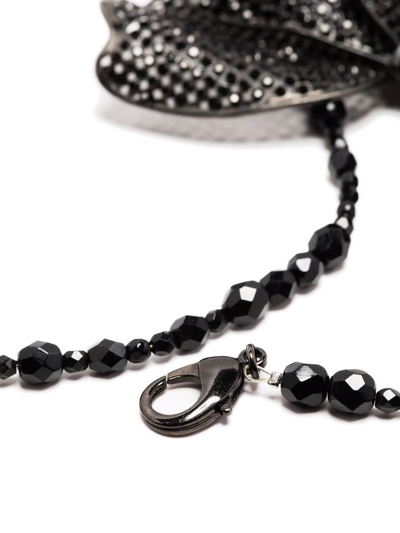 Pre-owned Chanel 2009 Beaded Bow-motif Necklace In Black