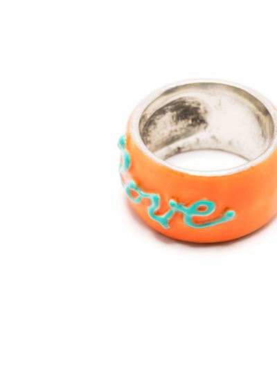 Shop Gaya Love Enamel Ring In Orange