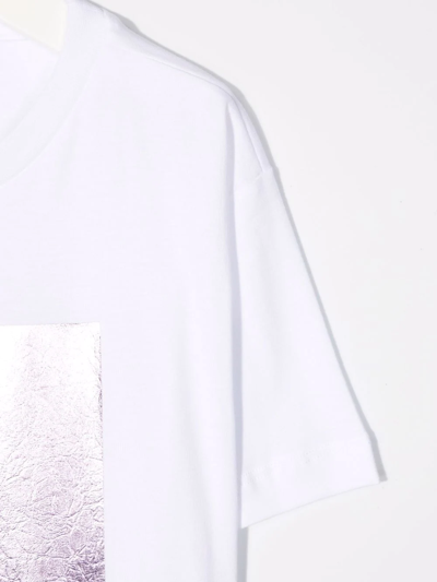 Shop Pinko Metallic-detail T-shirt In White
