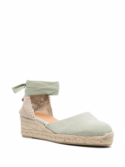 Castaã±er Carina Espadrille Wedge Sandals In Green