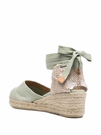 Castaã±er Carina Espadrille Wedge Sandals In Green