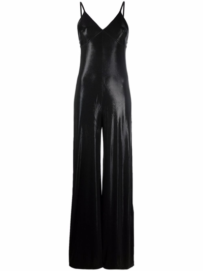 Shop Norma Kamali Faux Leather Jumpsuit In Black