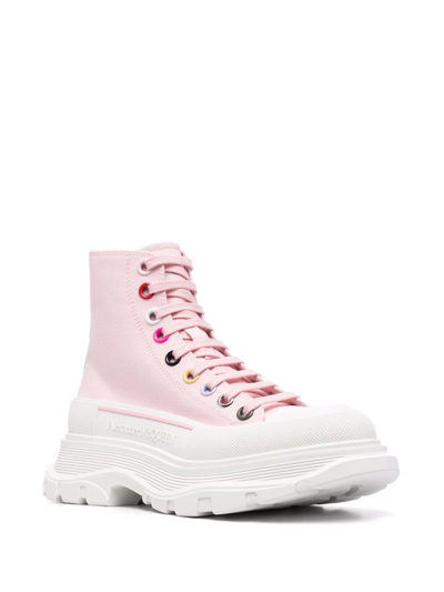 Shop Alexander Mcqueen Tread High-top Lace Sneakers In Pink