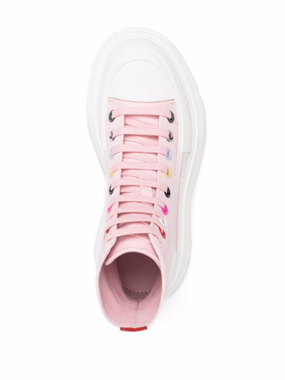 Shop Alexander Mcqueen Tread High-top Lace Sneakers In Pink