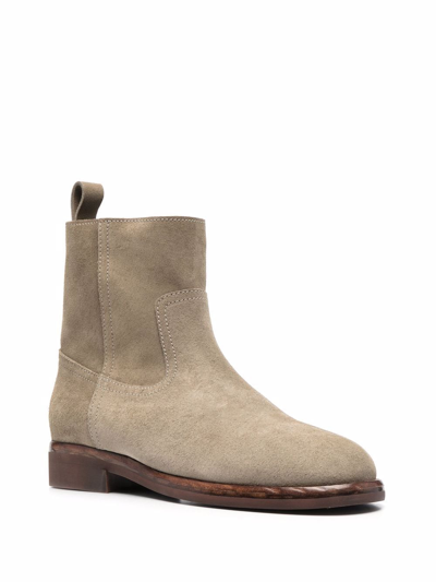 Shop Isabel Marant Suede Zipped Ankle Boots In Neutrals
