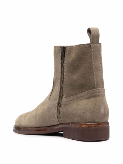 Shop Isabel Marant Suede Zipped Ankle Boots In Neutrals