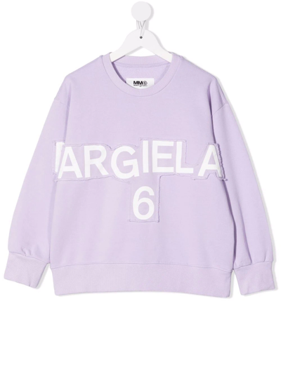 Shop Mm6 Maison Margiela Logo-print Sweater In Purple
