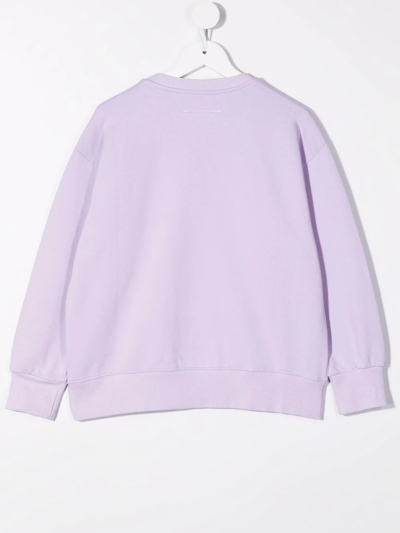 Shop Mm6 Maison Margiela Logo-print Sweater In Purple