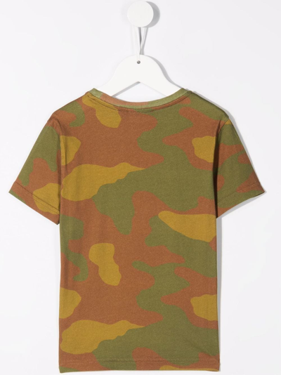 Dsquared2 Kids Camouflage-print Logo Cotton T-shirt In Green