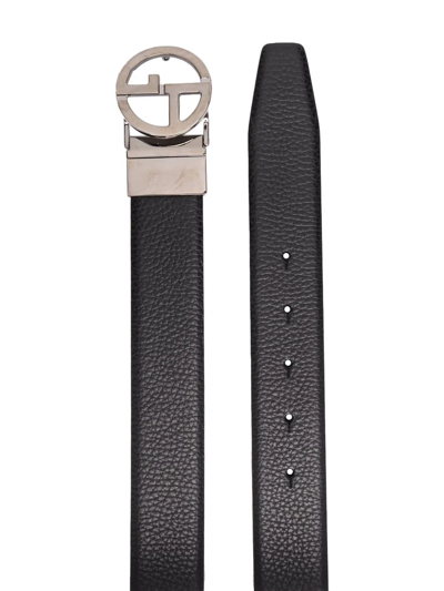Giorgio Armani Pebbled-effect Buckled Belt In Black