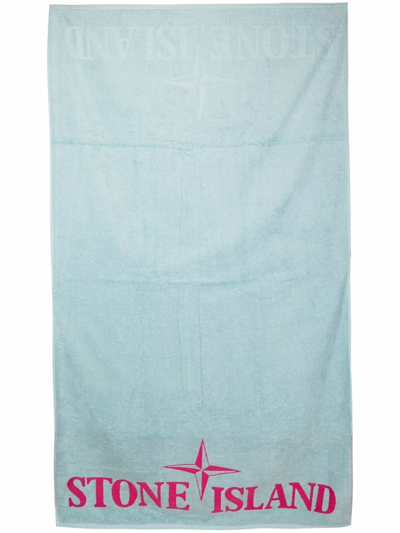 Shop Stone Island Compass Logo-motif Towel In Blue