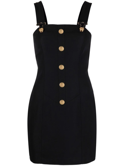 Shop Balmain Button-detail Pinafore Dress In Black