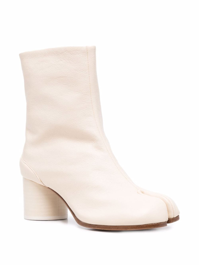 Shop Maison Margiela Tabi 60mm Leather Ankle Boots In White