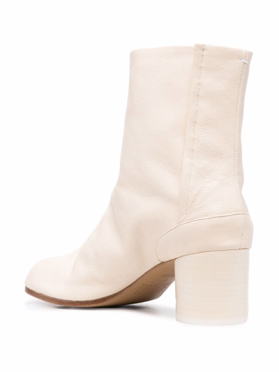 Shop Maison Margiela Tabi 60mm Leather Ankle Boots In White