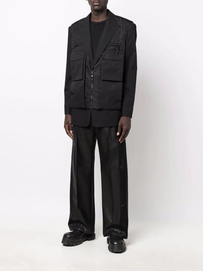 Juunj Two-layer Vest Blazer In Black