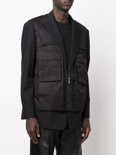 Juunj Two-layer Vest Blazer In Black