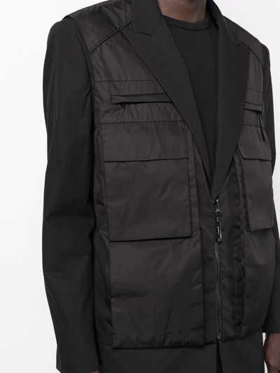 Juunj Two-layer Vest Blazer In Black