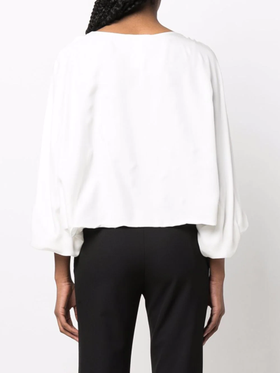 Shop Fabiana Filippi Beaded-collar Gauze Silk Blouse In White