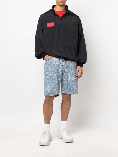 424 Logo Relaxed Shell Windbreaker Jacket In Black