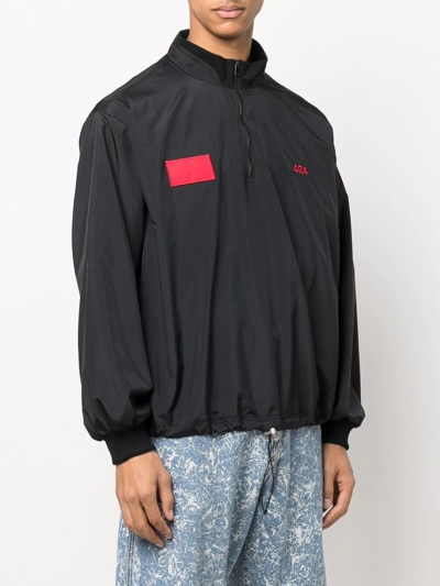 424 Logo Relaxed Shell Windbreaker Jacket In Black