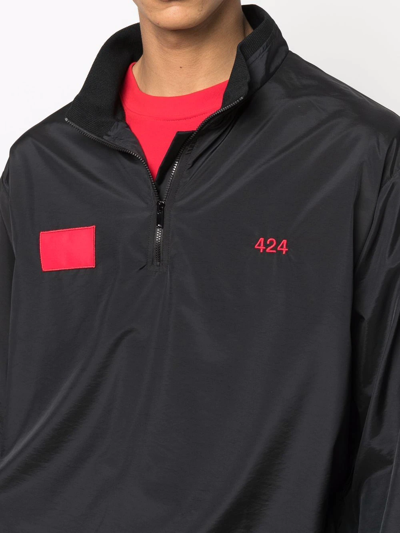 424 Logo Relaxed Shell Windbreaker Jacket In Black