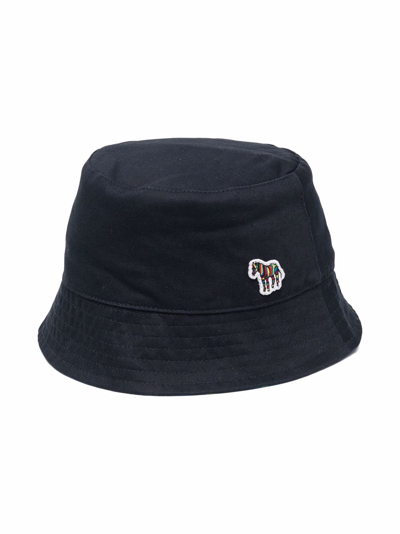 Shop Paul Smith Junior Zebra-patch Bucket Hat In Blue