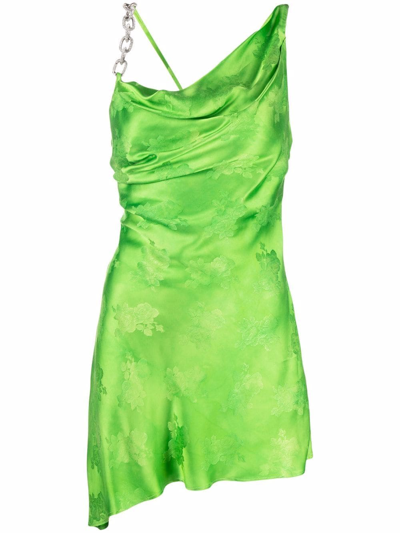 Shop Giuseppe Di Morabito Asymmetric Cowl-neck Slip Dress In Green