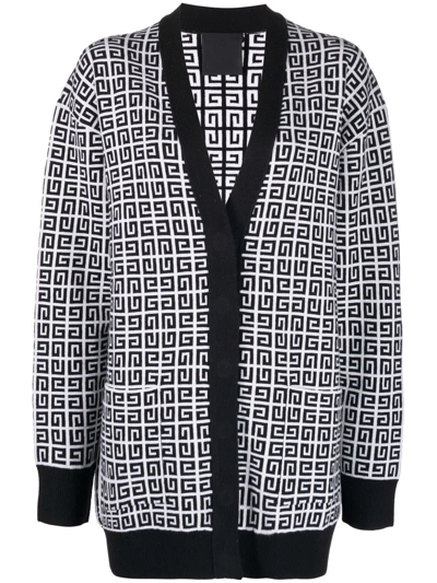 Givenchy Black & White Cashmere 4g Long Cardigan In White