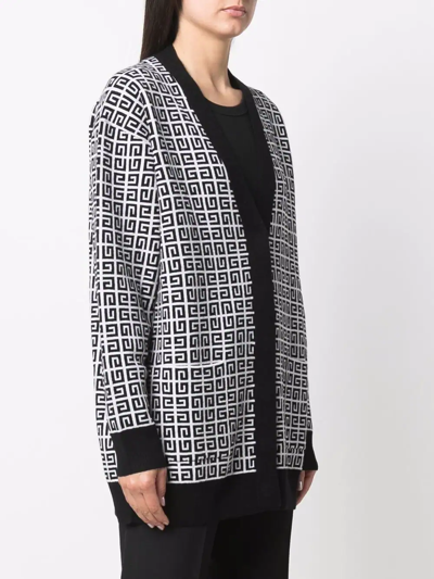 Givenchy Black & White Cashmere 4g Long Cardigan In White