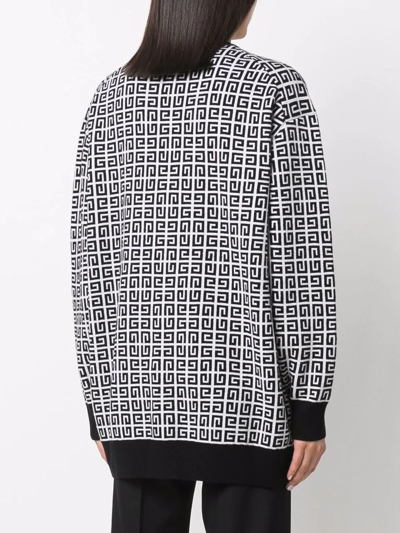 Givenchy Black & White Cashmere 4g Long Cardigan In White