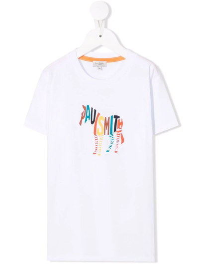 Shop Paul Smith Junior Logo-print Organic Cotton T-shirt In White
