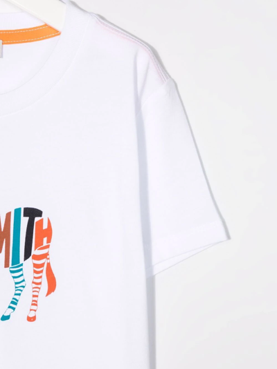 Paul Smith Junior Logo-print Organic-cotton T-shirt In White