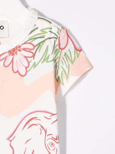 Shop Kenzo Tropical-print Cotton T-shirt In Neutrals